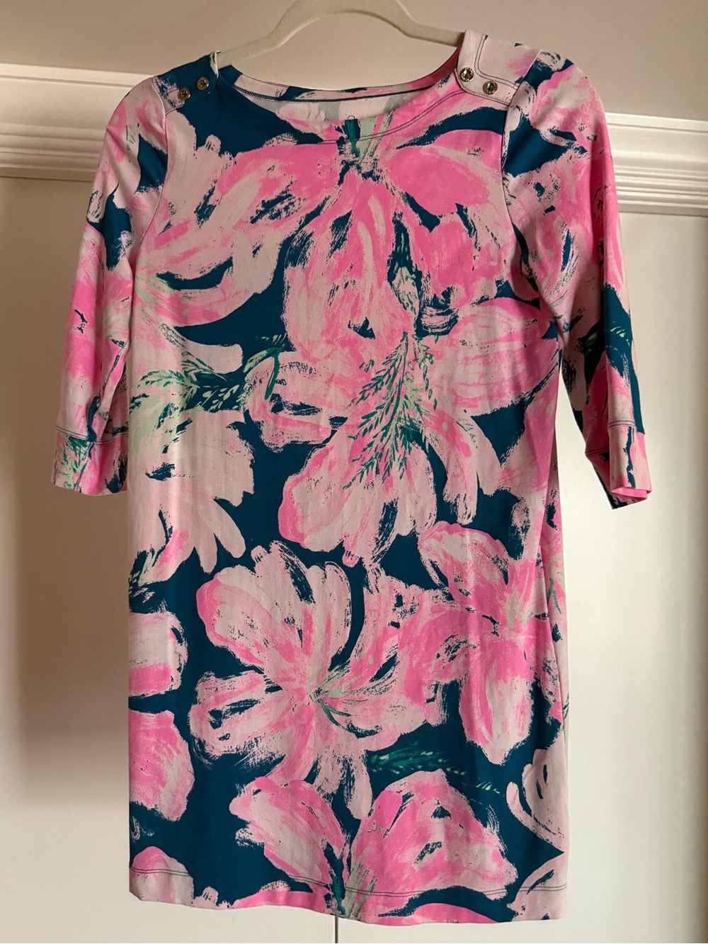 Lilly Pulitzer Pink & Teal Floral Shift Dress
